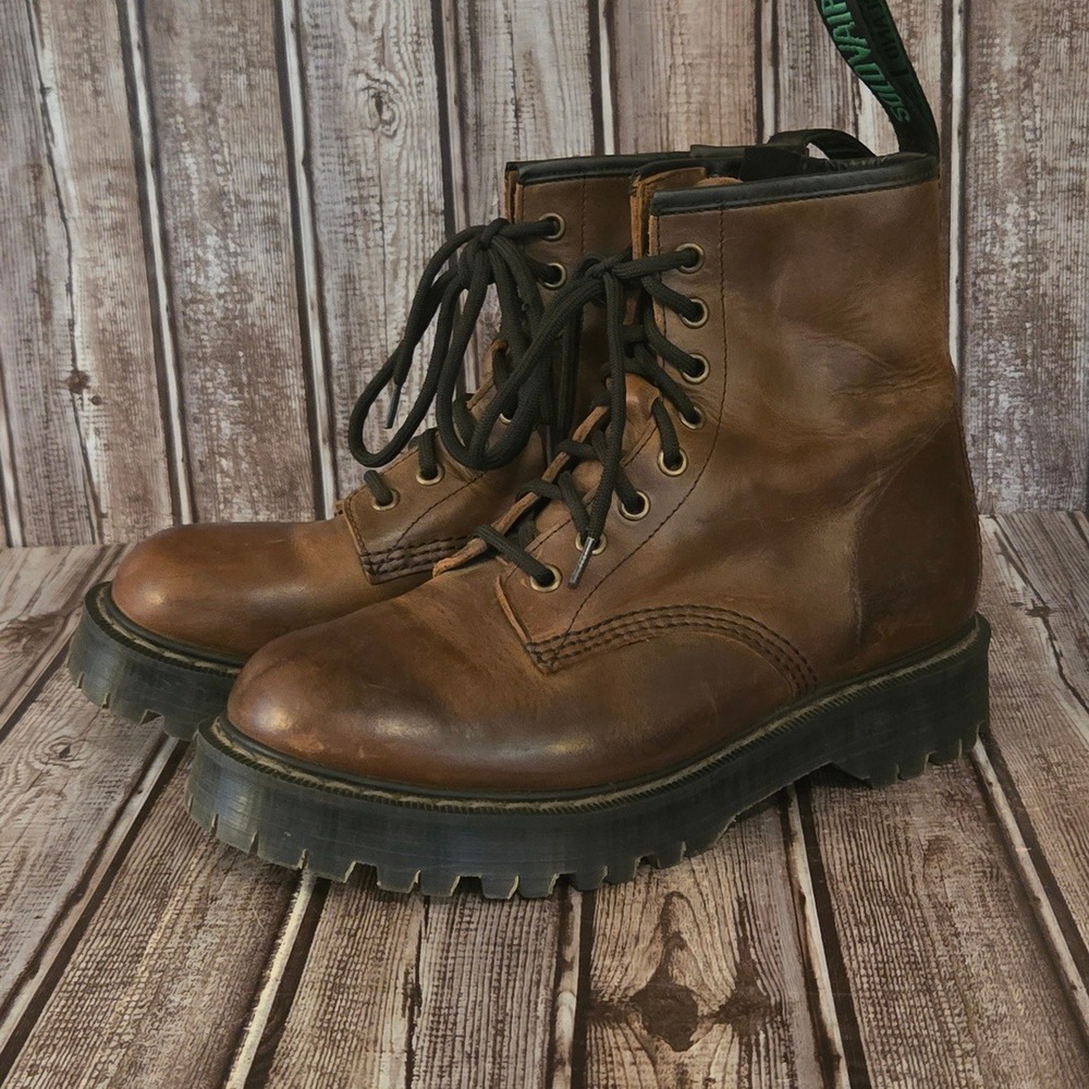 5.5 UK/ 7.5 US Womens Solovair Gaucho Crazy Horse 8Eye Brown Platform Zip Boots